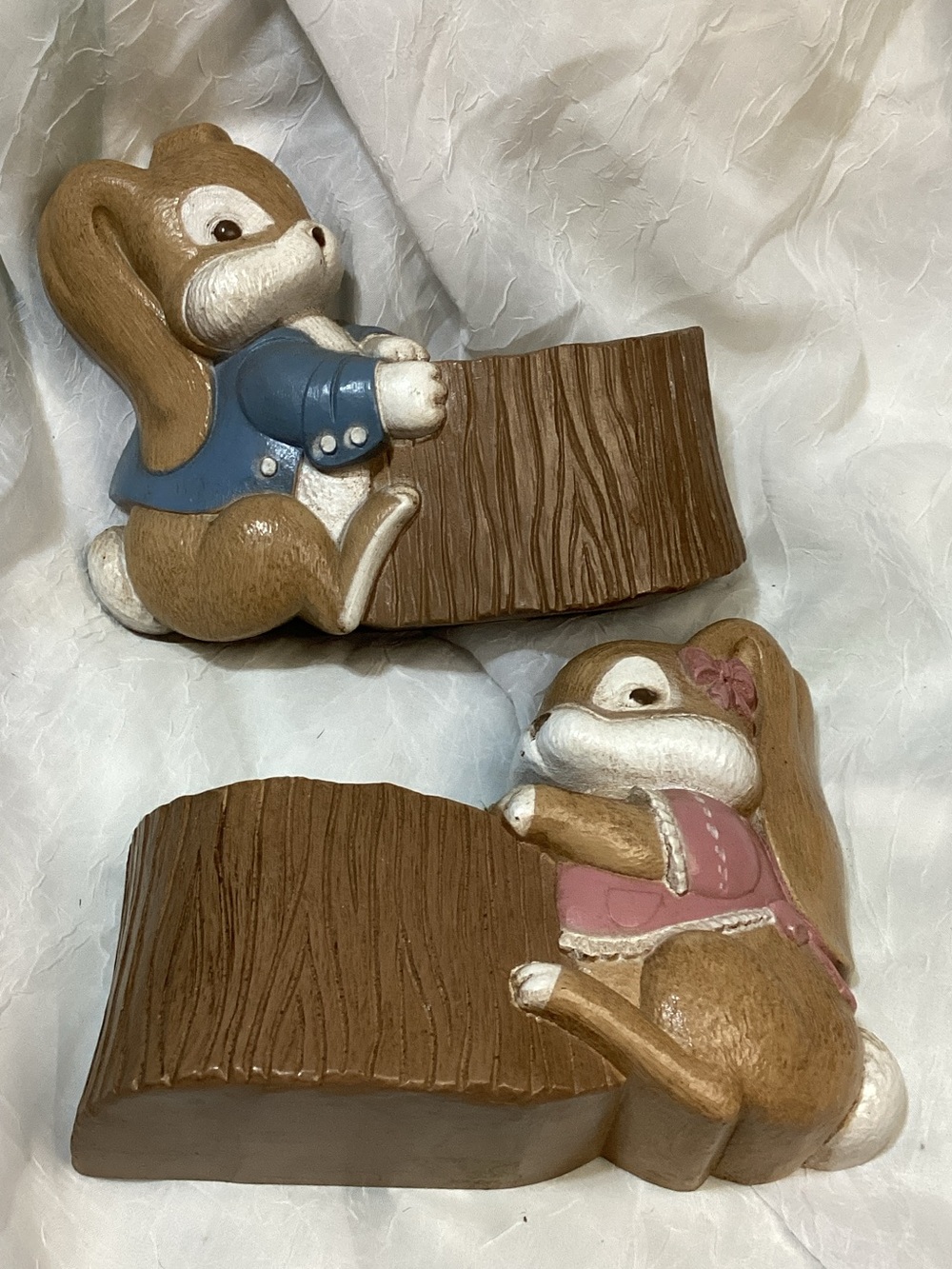 Vintage Burwood Bunny Wall Pockets Made in USA Baby Room Decor Paint & Up Cycle